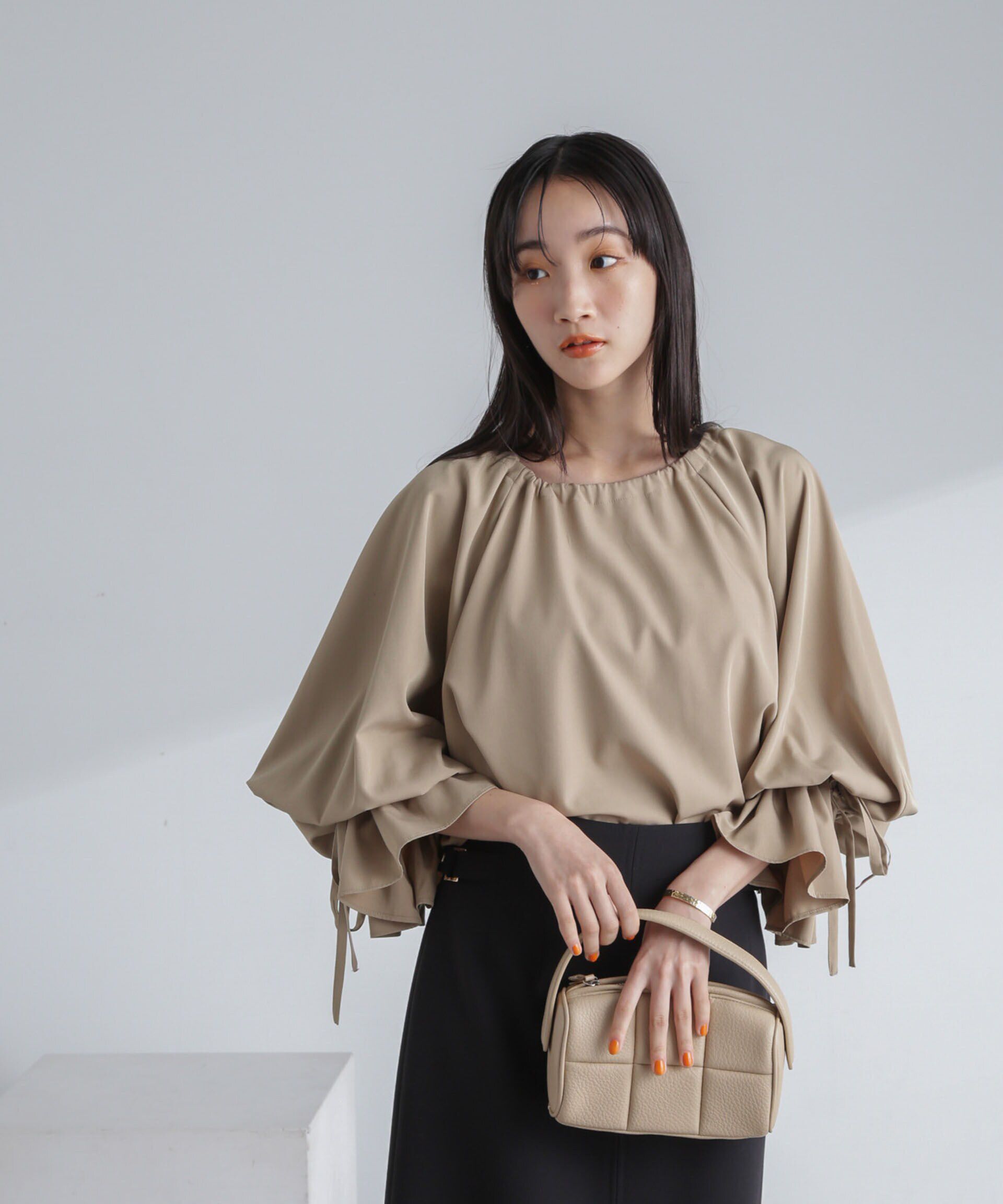 nano･universe「前後2wayキャンディースリーブブラウス」|シャツ・ブラウス|ベージュ