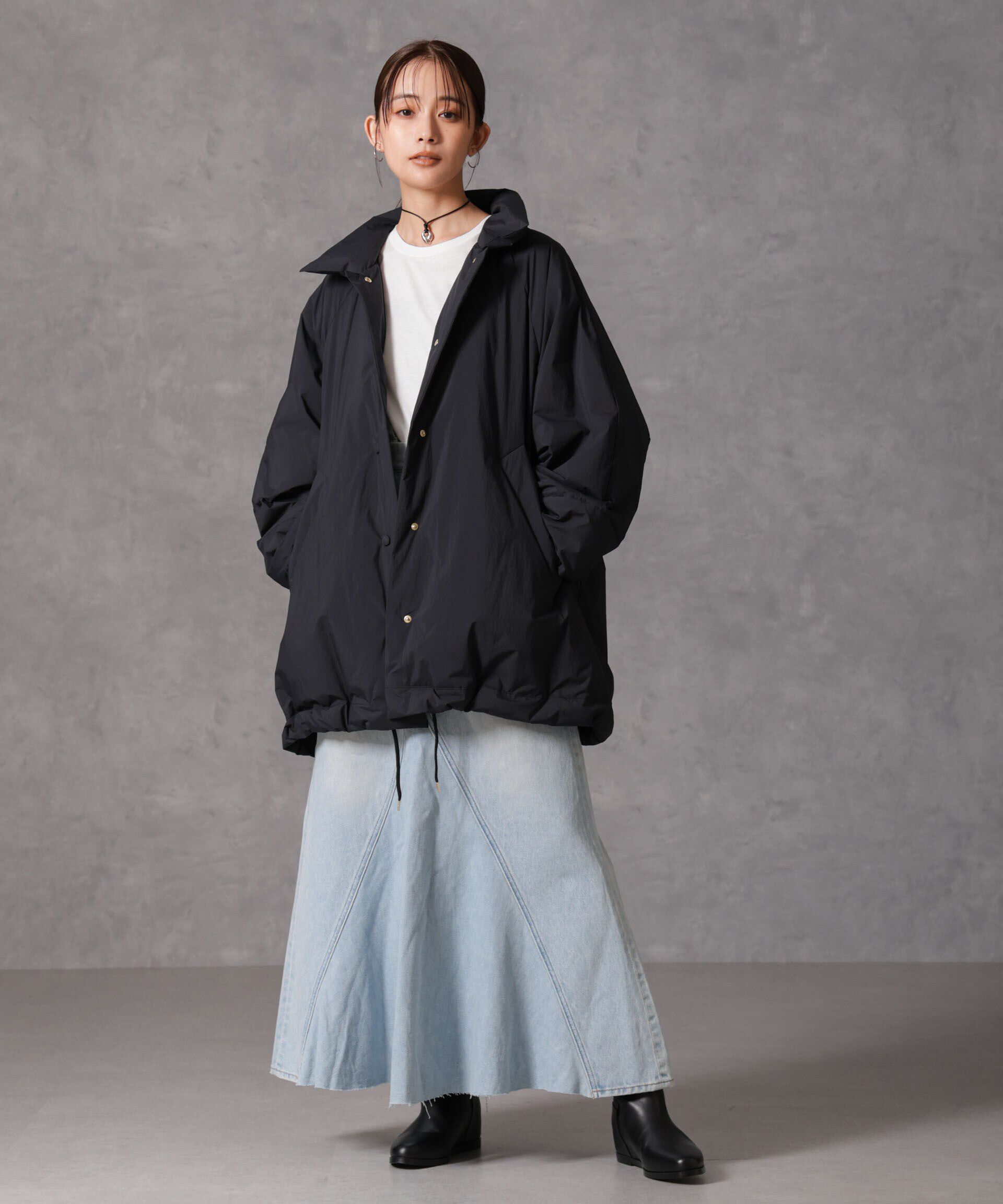 nano･universe「「西川ダウン(R)」ミドル丈バックタックコート」|ダウン|