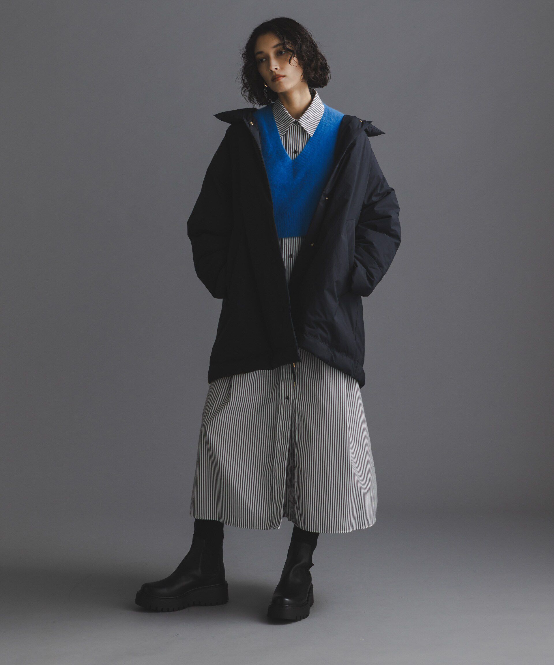 nano･universe「「西川ダウン(R)」ミドル丈バックタックコート」|ダウン|