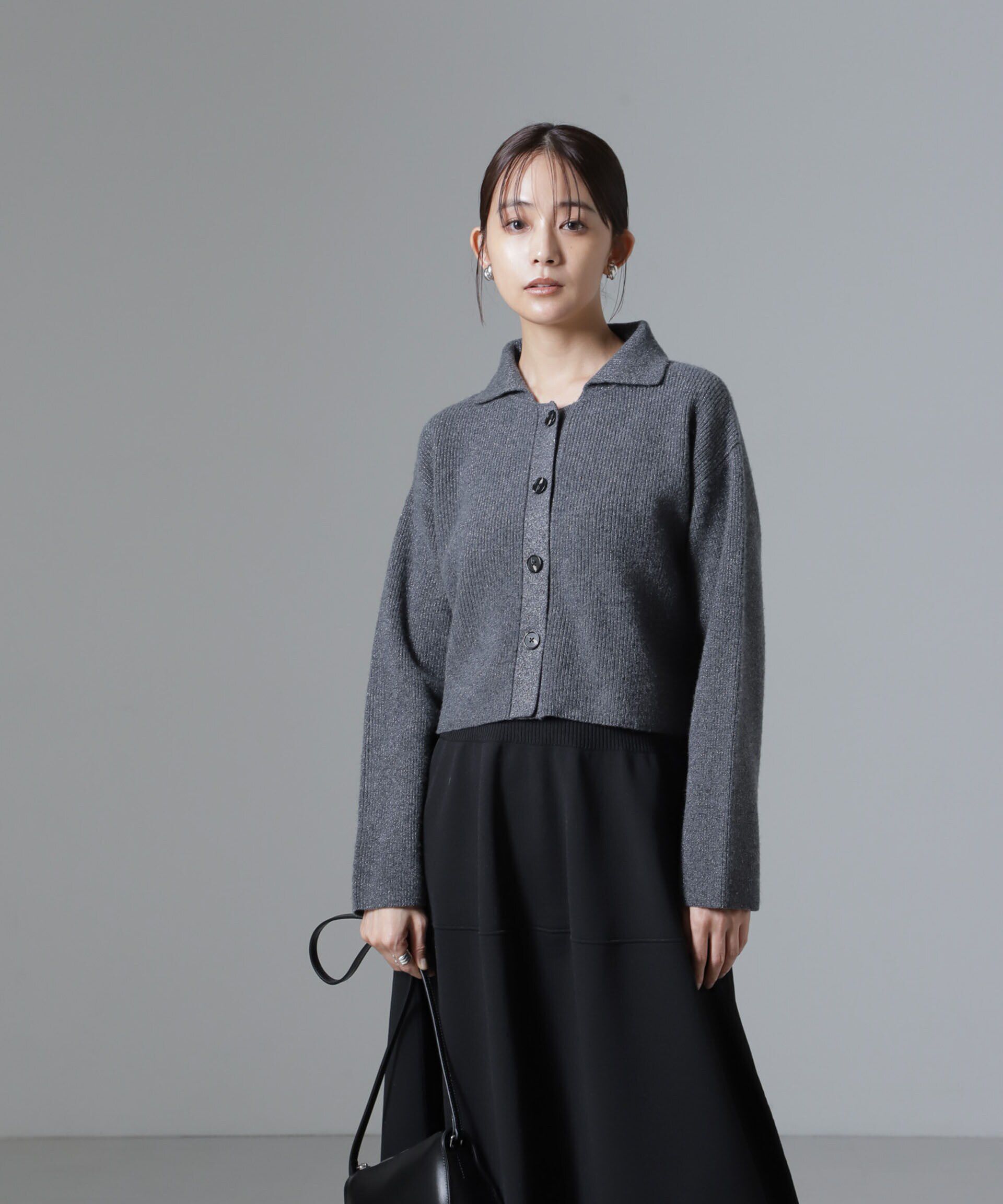 nano･universe「片畔ラメカラーカーディガン」|ニット・セーター|チャコール3