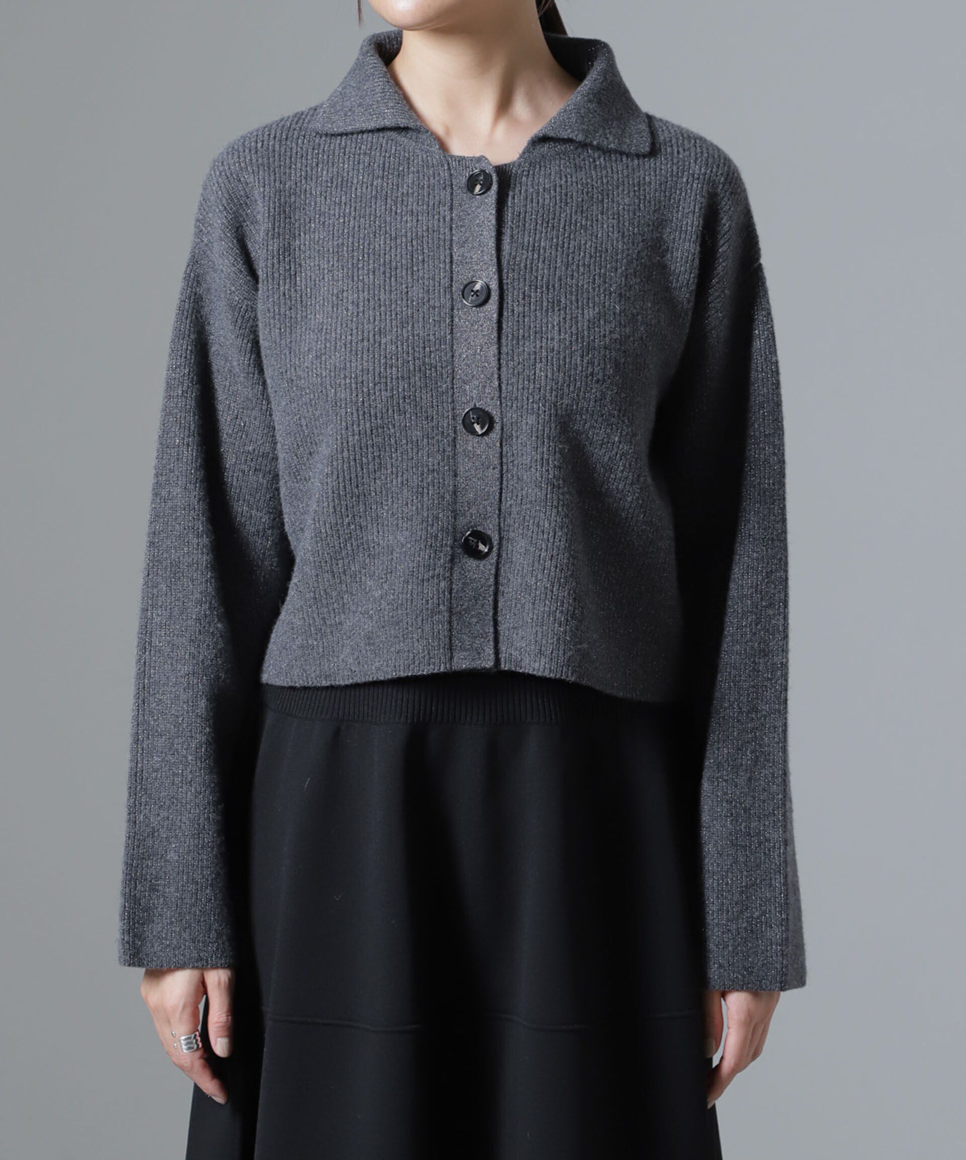 nano･universe「片畔ラメカラーカーディガン」|ニット・セーター|