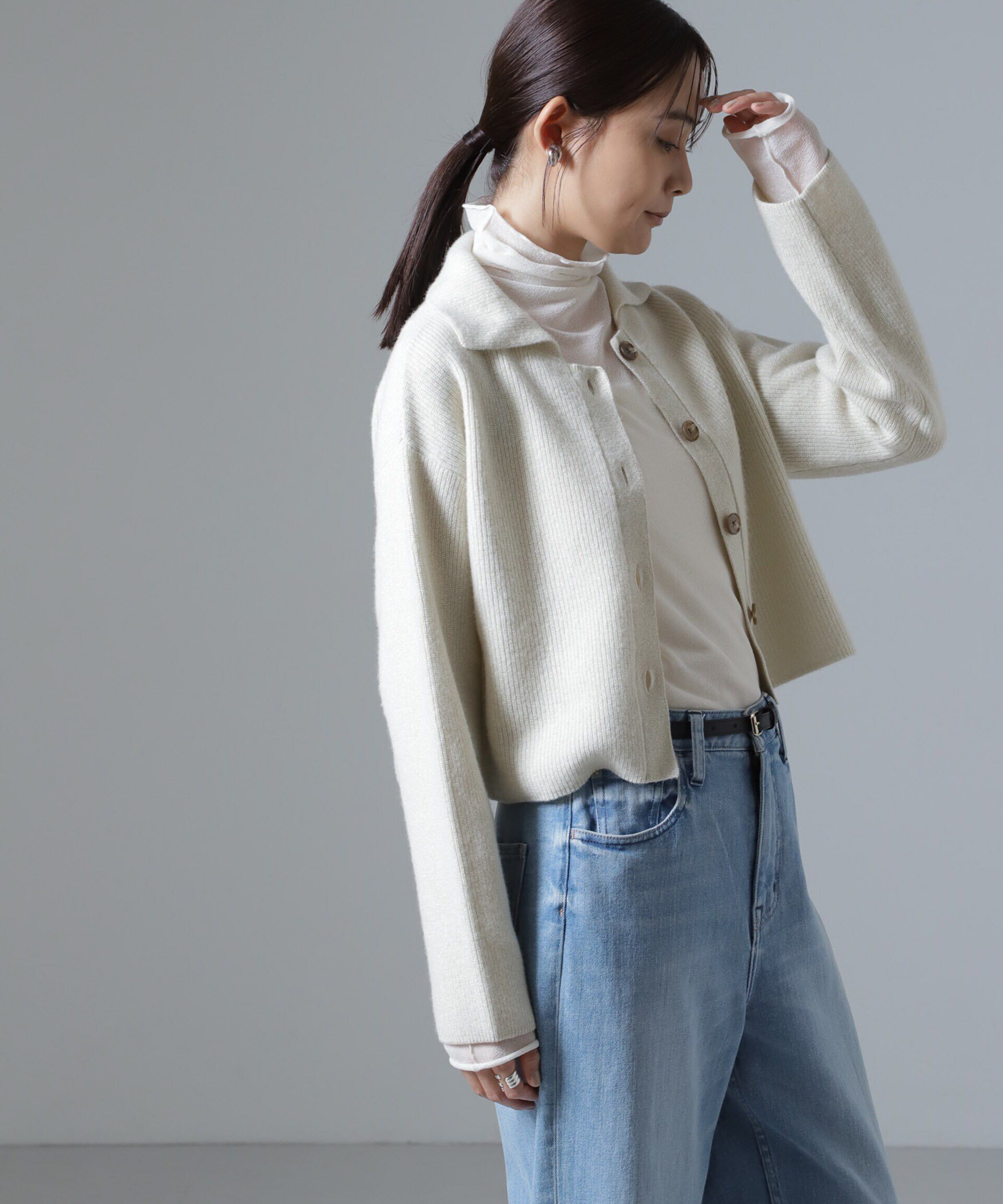 nano･universe「片畔ラメカラーカーディガン」|ニット・セーター|