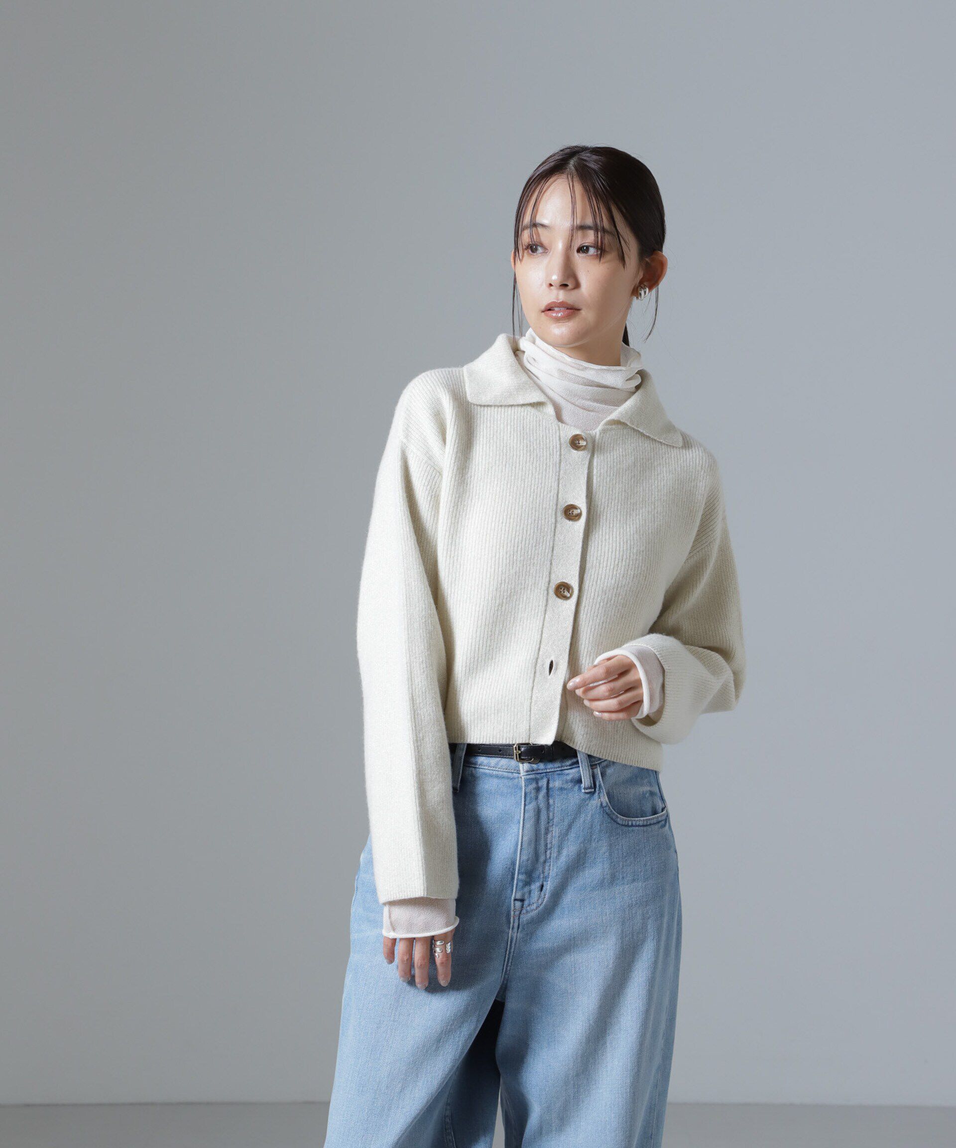 nano･universe「片畔ラメカラーカーディガン」|ニット・セーター|