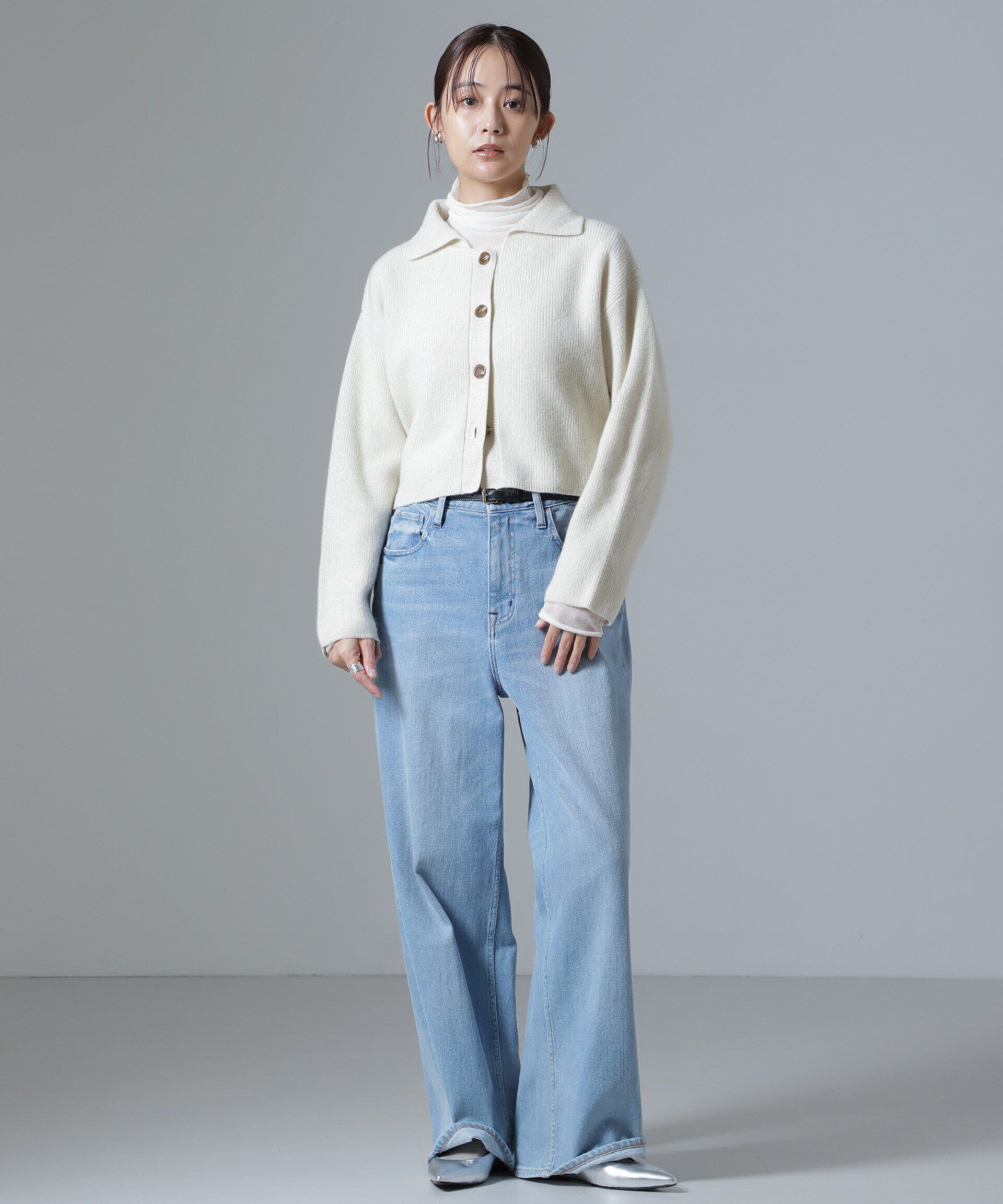 nano･universe「片畔ラメカラーカーディガン」|ニット・セーター|