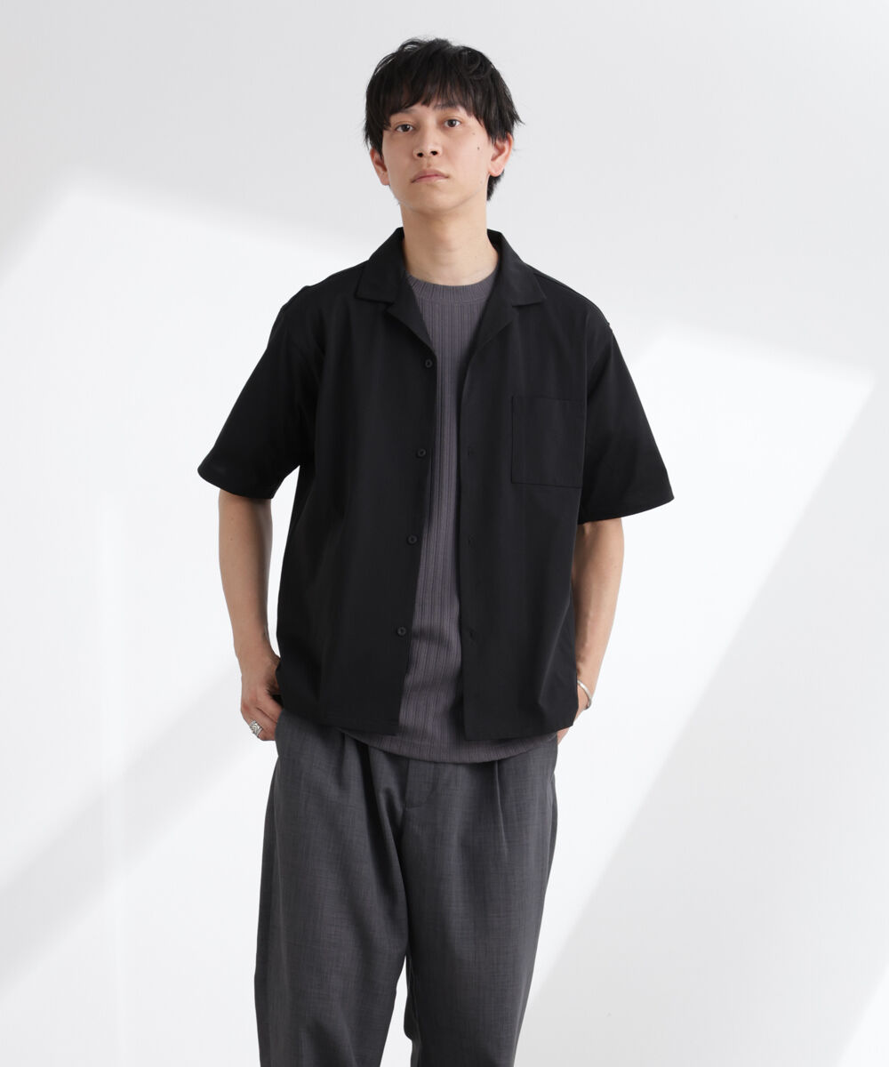 nano･universe「ドライジャージーオープンカラーシャツ 半袖(セットアップ可)」|シャツ・ブラウス|