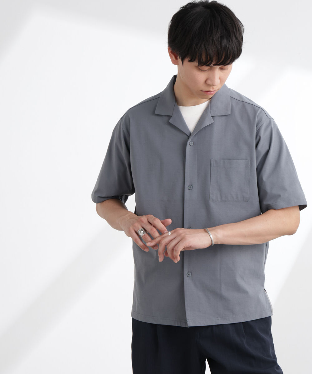 nano･universe「ドライジャージーオープンカラーシャツ 半袖(セットアップ可)」|シャツ・ブラウス|
