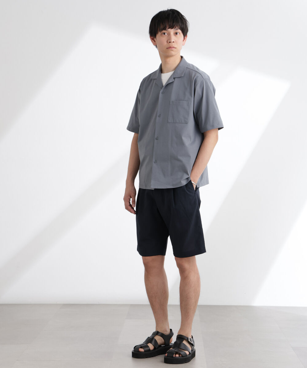nano･universe「ドライジャージーオープンカラーシャツ 半袖(セットアップ可)」|シャツ・ブラウス|