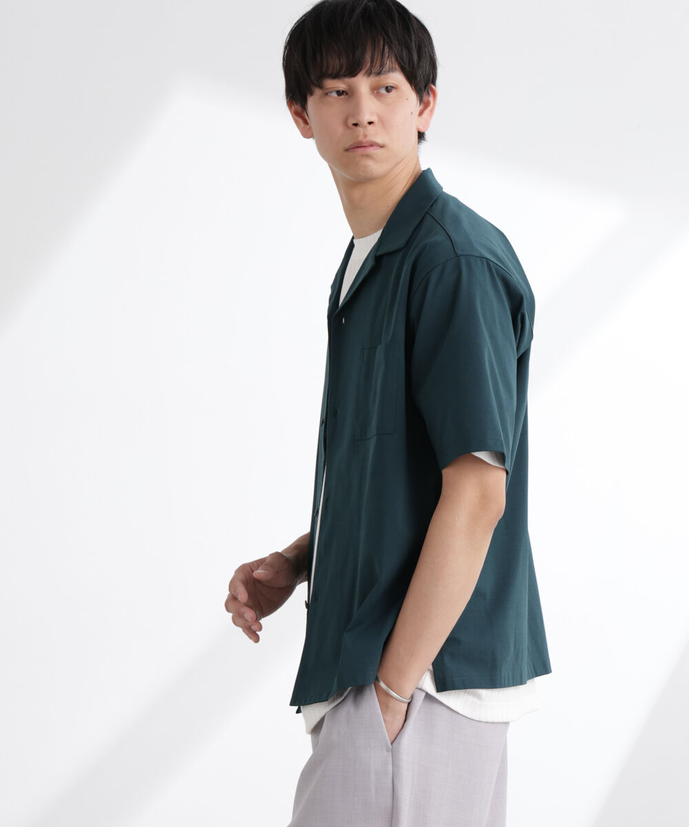 nano･universe「ドライジャージーオープンカラーシャツ 半袖(セットアップ可)」|シャツ・ブラウス|