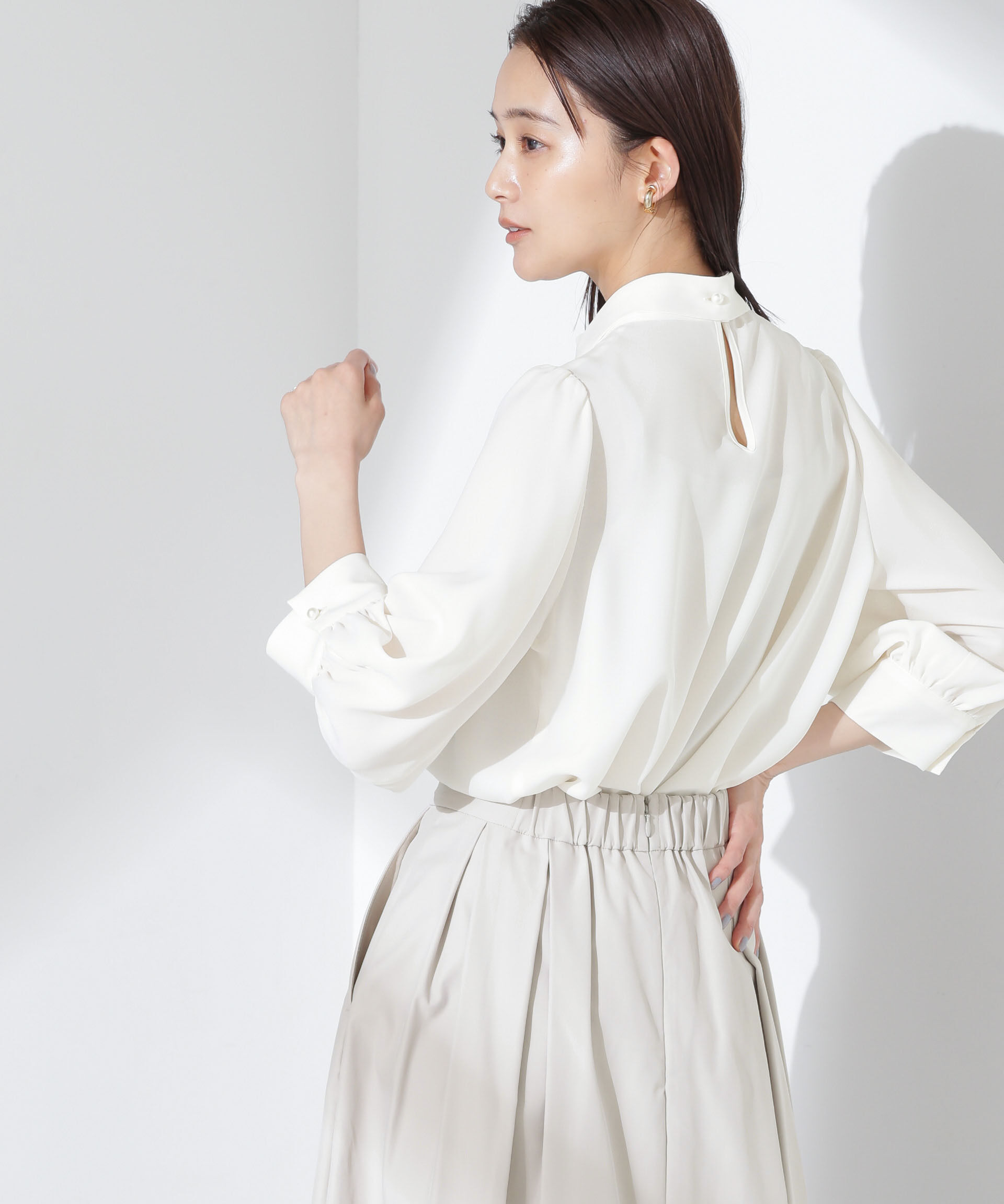 nano･universe「ボウタイ取り外し可2wayブラウス」|シャツ・ブラウス|