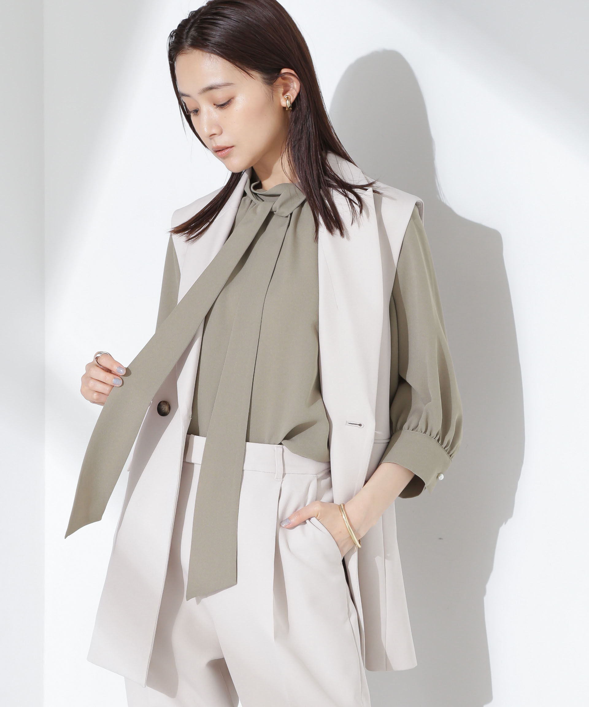 nano･universe「ボウタイ取り外し可2wayブラウス」|シャツ・ブラウス|