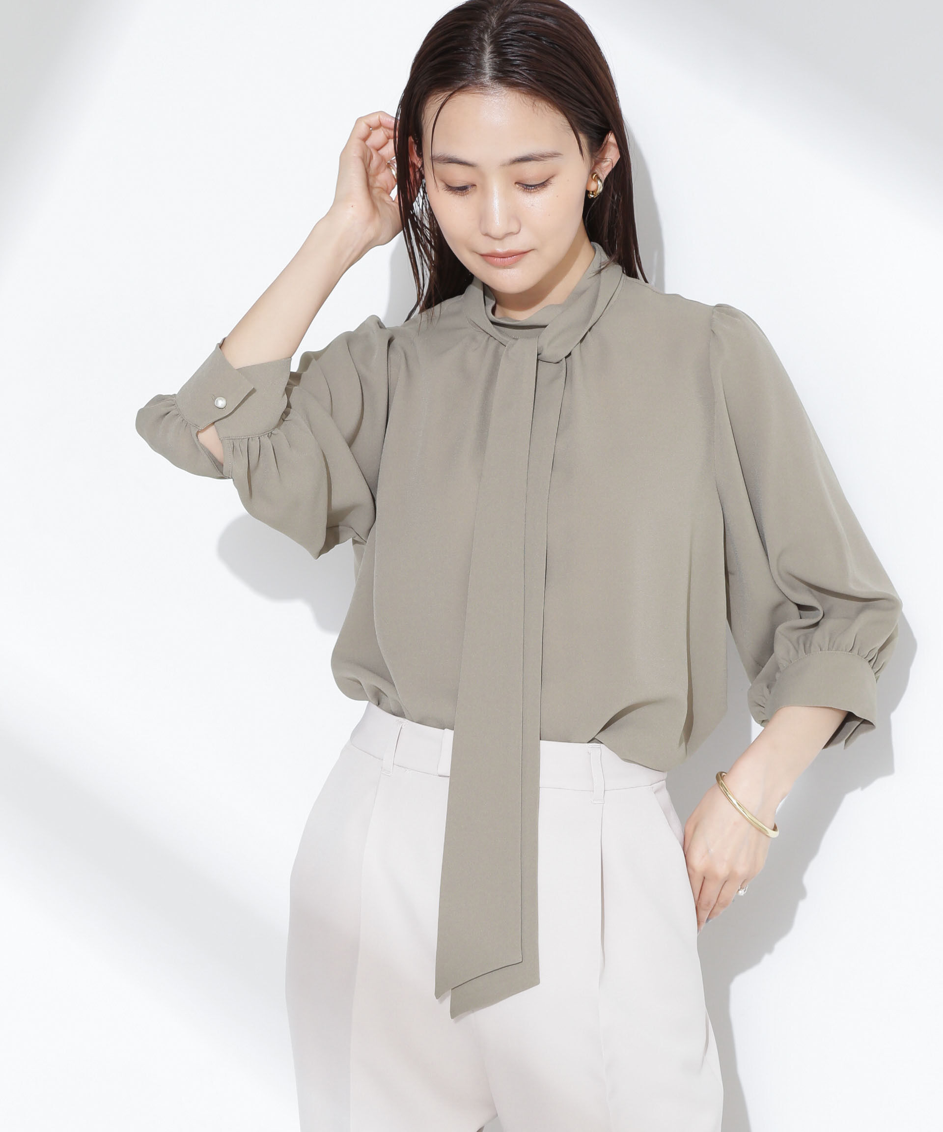 nano･universe「ボウタイ取り外し可2wayブラウス」|シャツ・ブラウス|