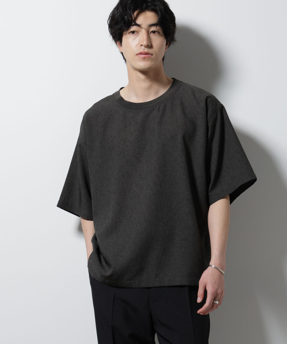 nano･universe「テックリネン布帛Tシャツ 半袖」|Tシャツ・カットソー|チャコール3