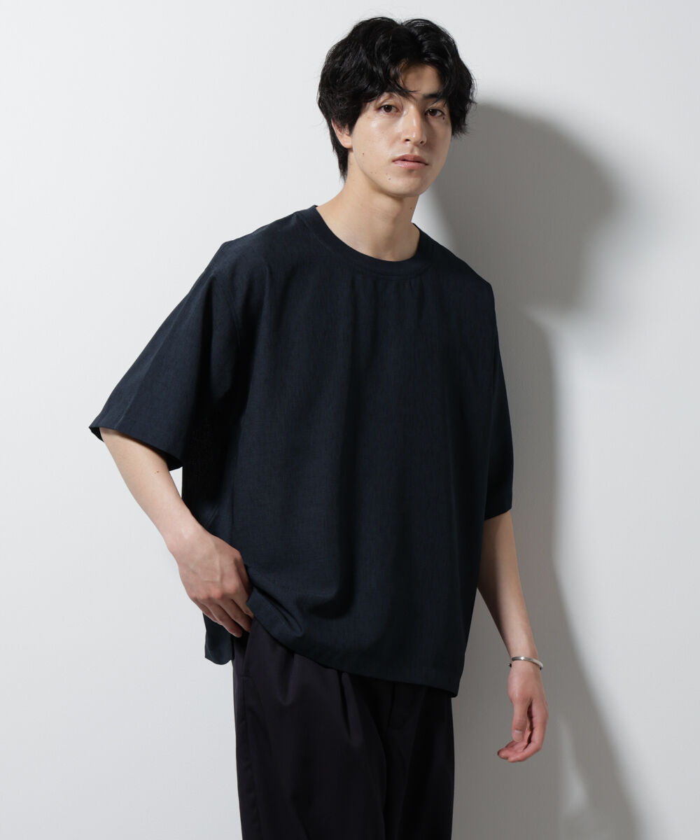nano･universe「テックリネン布帛Tシャツ 半袖」|Tシャツ・カットソー|ネイビー