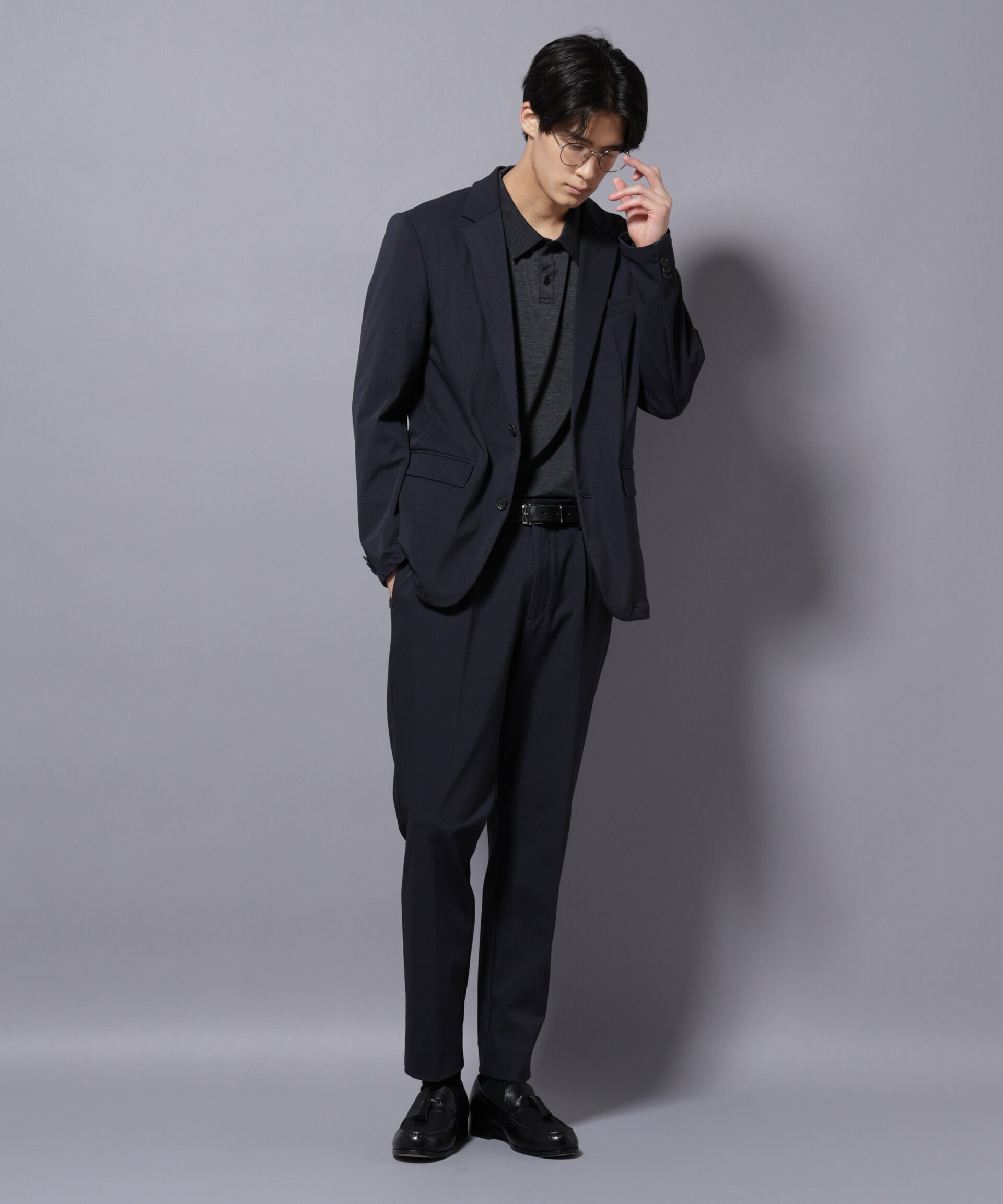 nano･universe「｢Damerino｣ ナイロンストレッチトリコットセットアップ」|スーツ|ネイビー