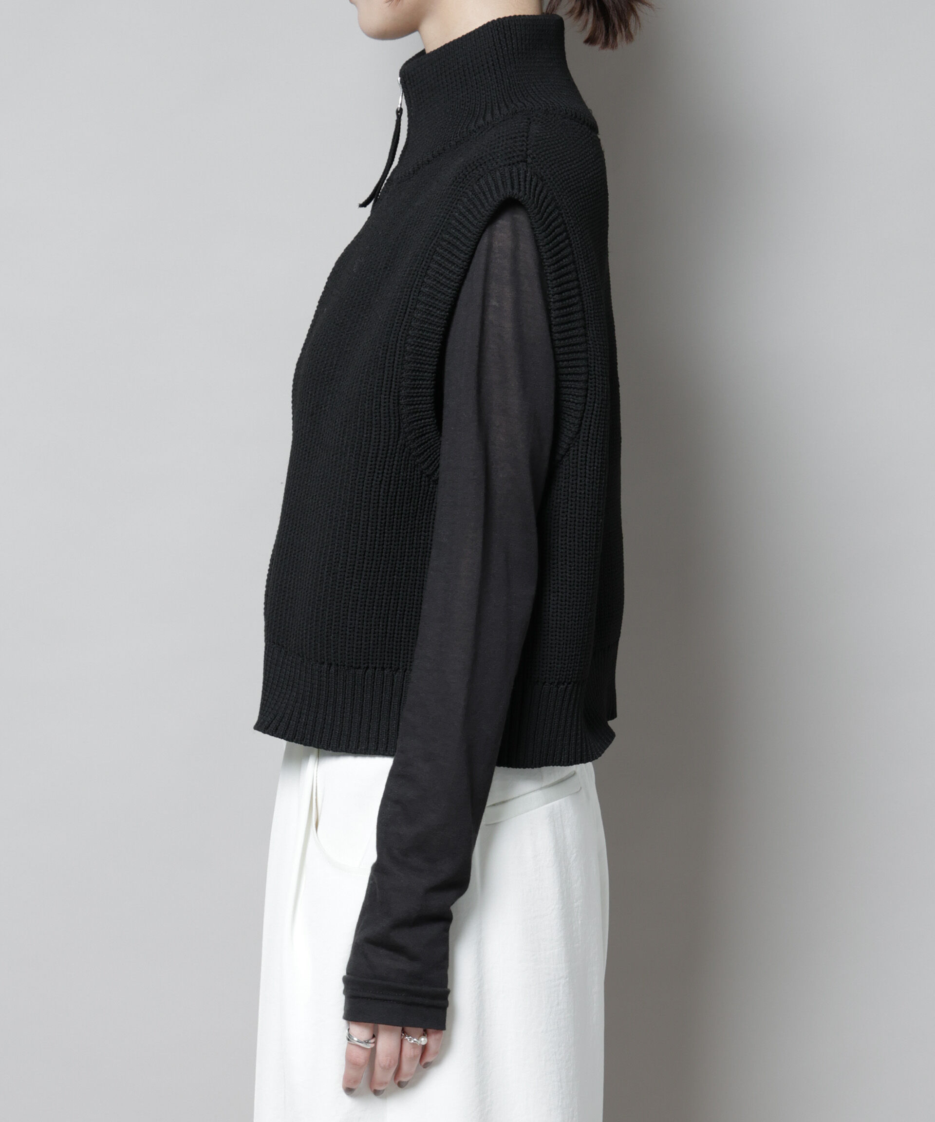 nano･universe「ダブルジップアップドライバーズニットベスト」|ニット・セーター|