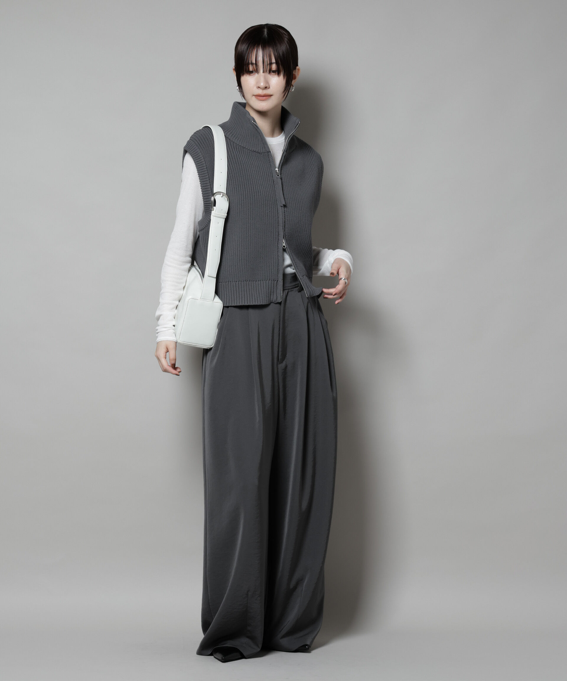 nano･universe「ダブルジップアップドライバーズニットベスト」|ニット・セーター|