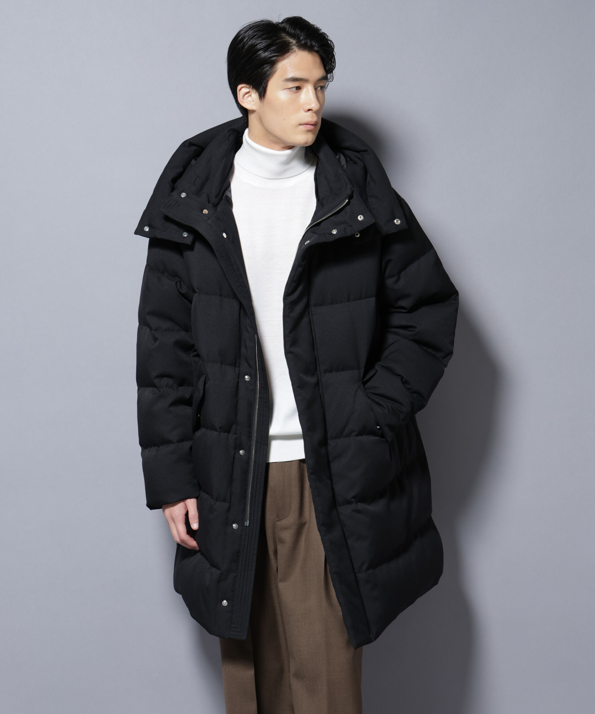 nano･universe「「西川ダウン(R)」フェイクファーカラーサージロングダウン」|ダウン|