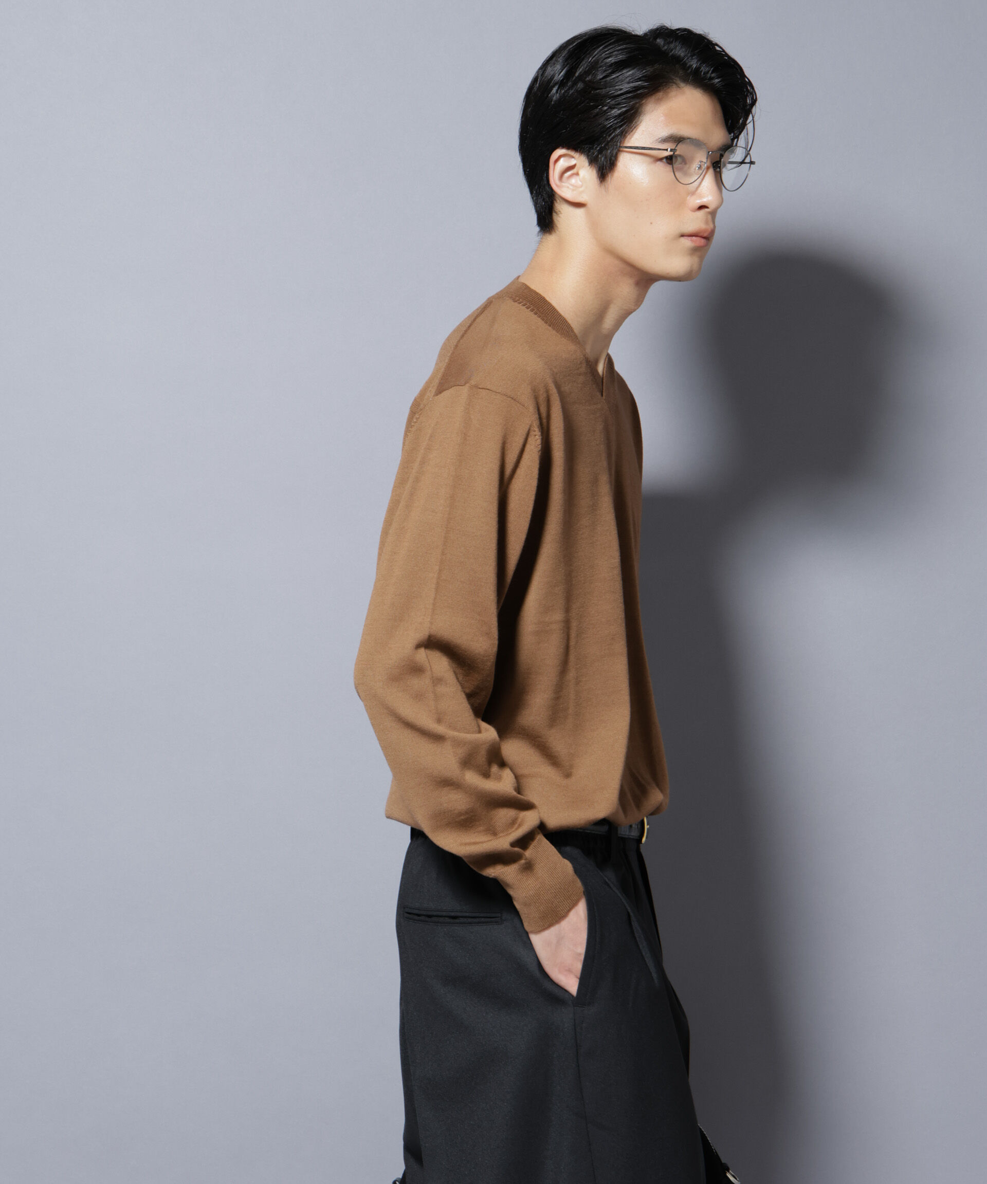 nano･universe「「毛玉レスニット」ファインゲージVネック」|ニット・セーター|