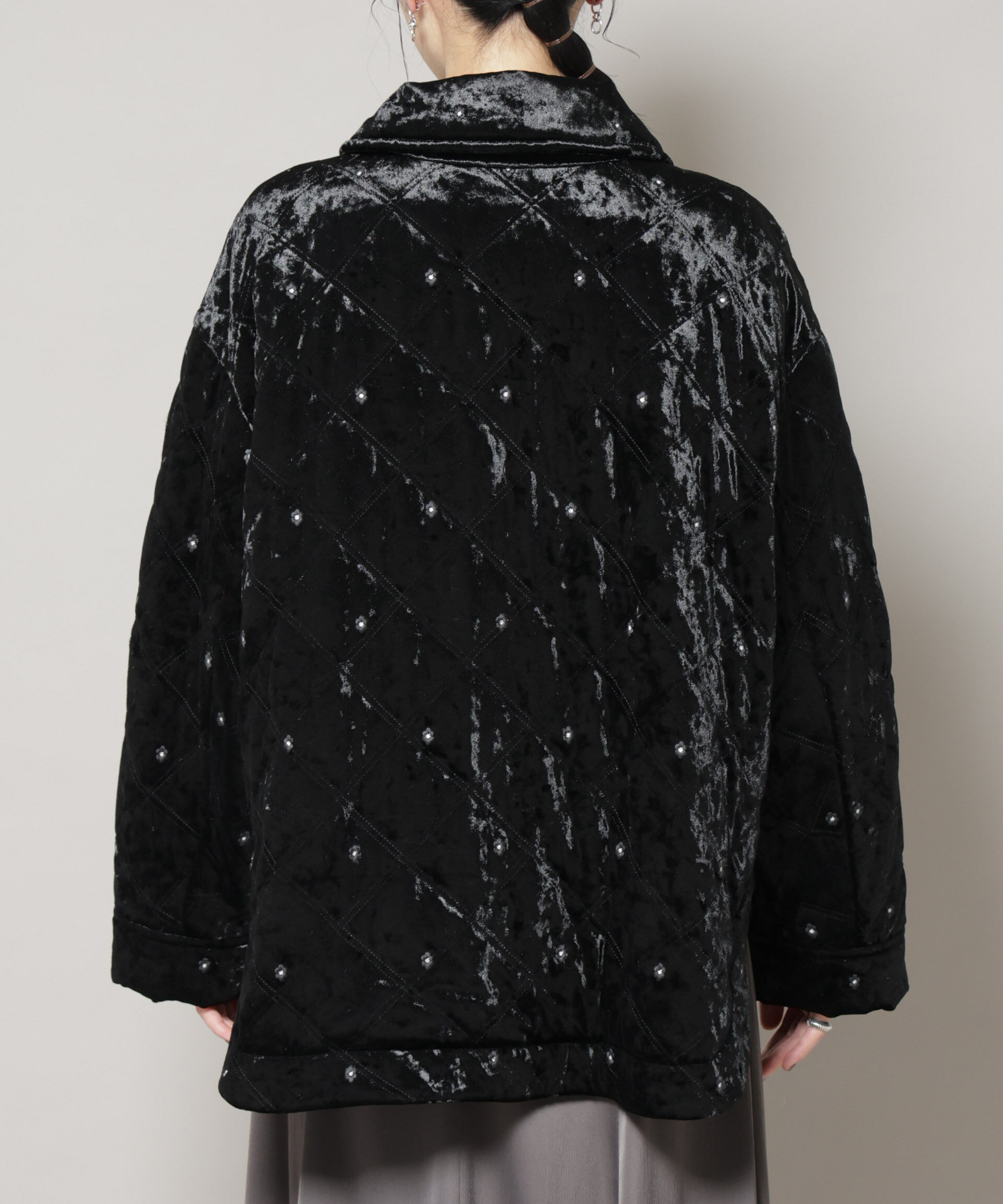 nano･universe「ベロアキルト刺繍ブルゾン」|ブルゾン・スタジャン|