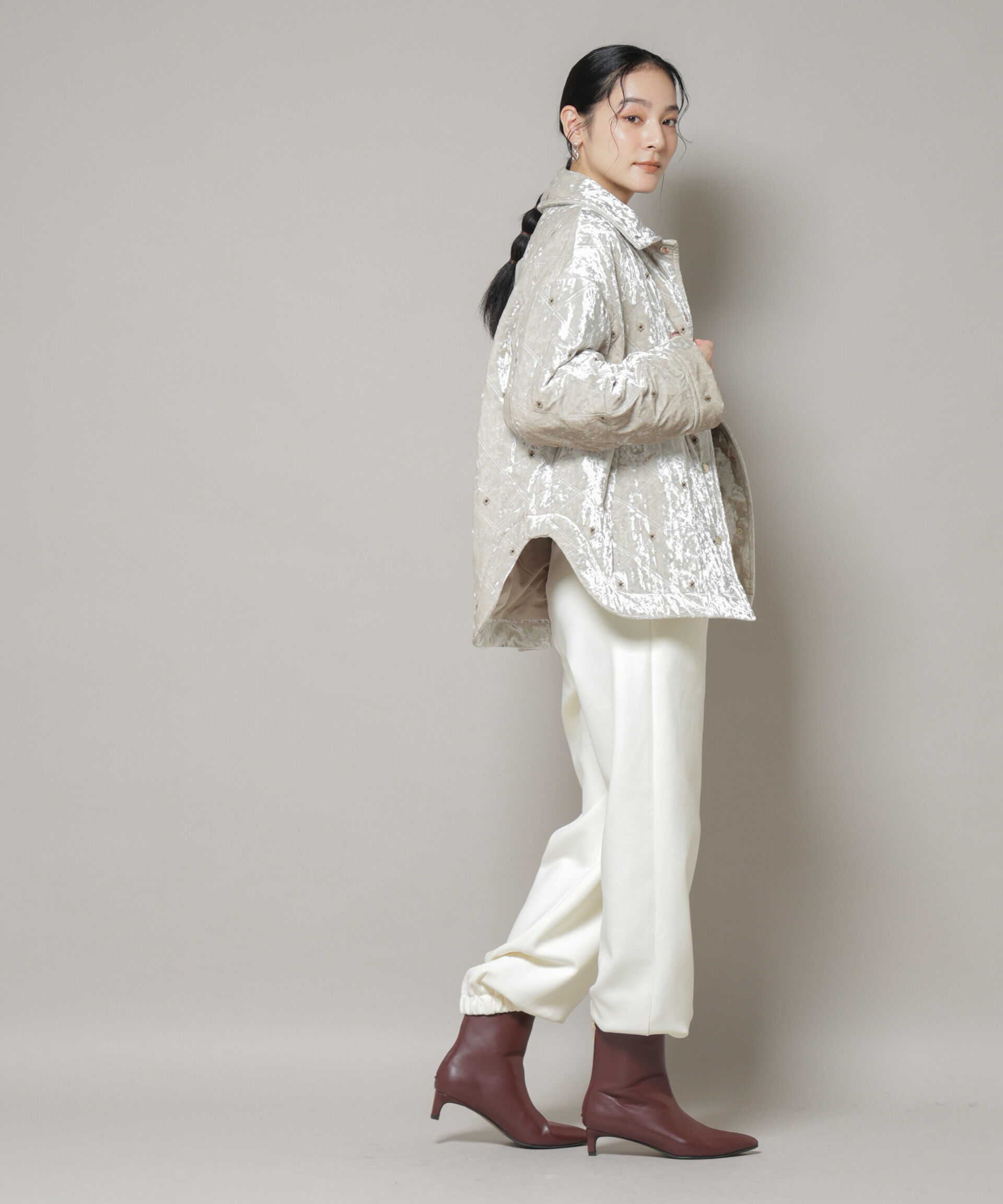 nano･universe「ベロアキルト刺繍ブルゾン」|ブルゾン・スタジャン|