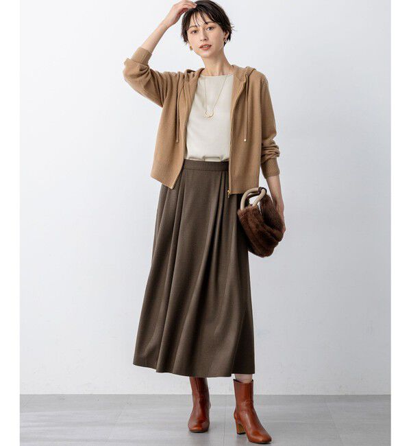 23区「【見上愛さん着用/洗える】ピュアカシミヤ ジップアップ ニット パーカー」|パーカー|