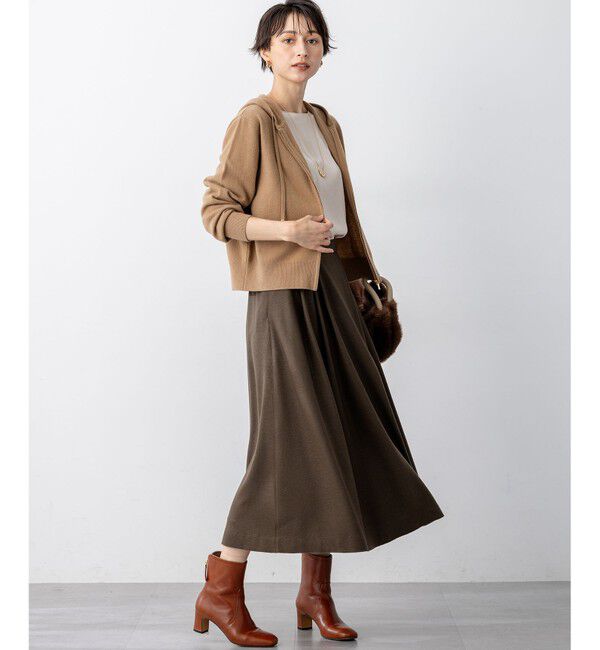 23区「【見上愛さん着用/洗える】ピュアカシミヤ ジップアップ ニット パーカー」|パーカー|