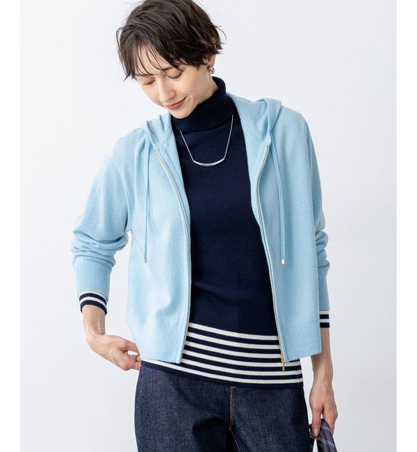 23区「【見上愛さん着用/洗える】ピュアカシミヤ ジップアップ ニット パーカー」|パーカー|ｽｶｲﾌﾞﾙ