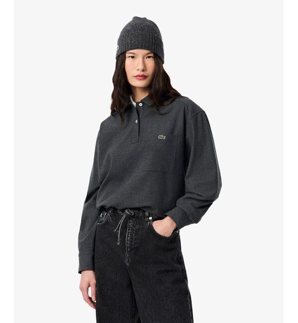 LACOSTE「オーバーサイズハーフボタン ストレッチフランネルシャツ」|シャツ・ブラウス|