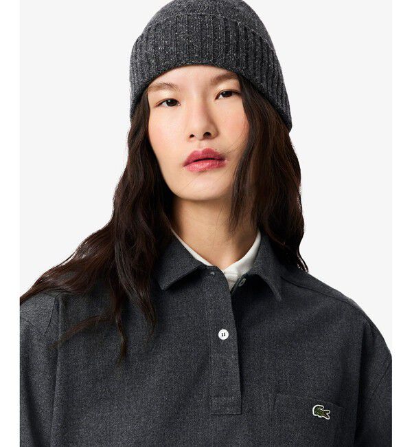 LACOSTE「オーバーサイズハーフボタン ストレッチフランネルシャツ」|シャツ・ブラウス|