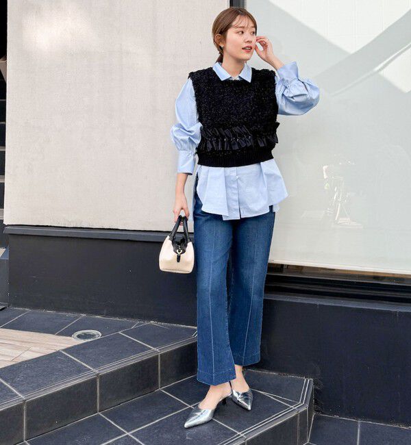 Rie Miller「【RM denim】スリットクロップドハイウエストデニム」|デニム|