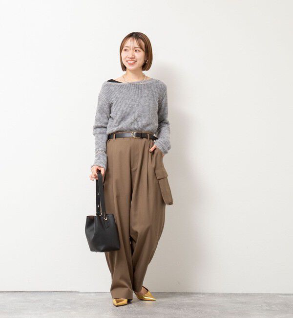 Rie Miller「シアーモヘヤ2WAYリブボートネックカーディガン」|カーディガン|