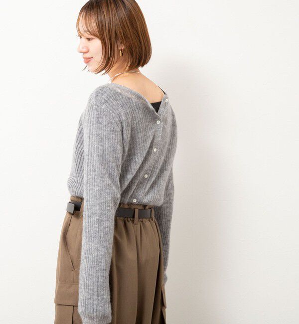 Rie Miller「シアーモヘヤ2WAYリブボートネックカーディガン」|カーディガン|