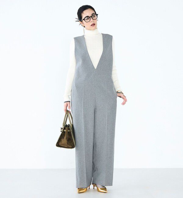 NOLLEY'S「ウォッシャブルVネックサロペット」|オールインワン|