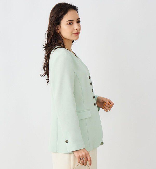 NOLLEY'S sophi「《セットアップ対応》ウォッシャブルバックサテンノーカラージャケット」|ノーカラージャケット|