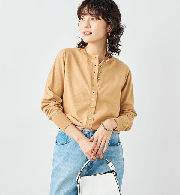 NOLLEY'S「《手洗い可能》コットンテックスクルーネックカーディガン」|カーディガン|