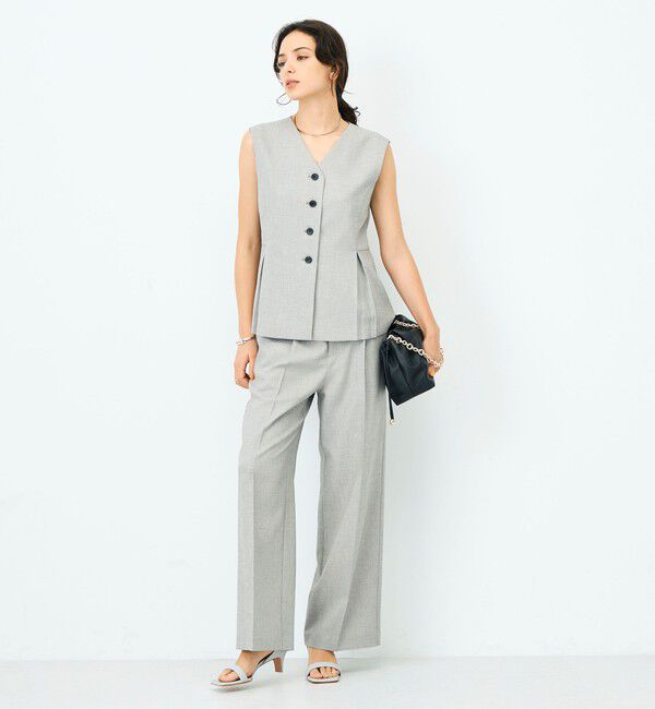 NOLLEY'S sophi「《セットアップ対応》ウォッシャブルドライシャークタックワイドパンツ」|その他|