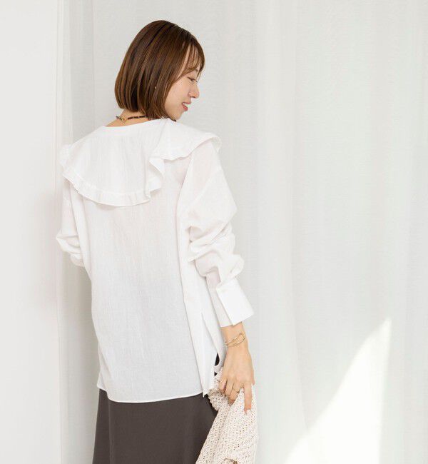 NOLLEY'S「ウォッシャブルラッフルカラーブラウス」|シャツ・ブラウス|