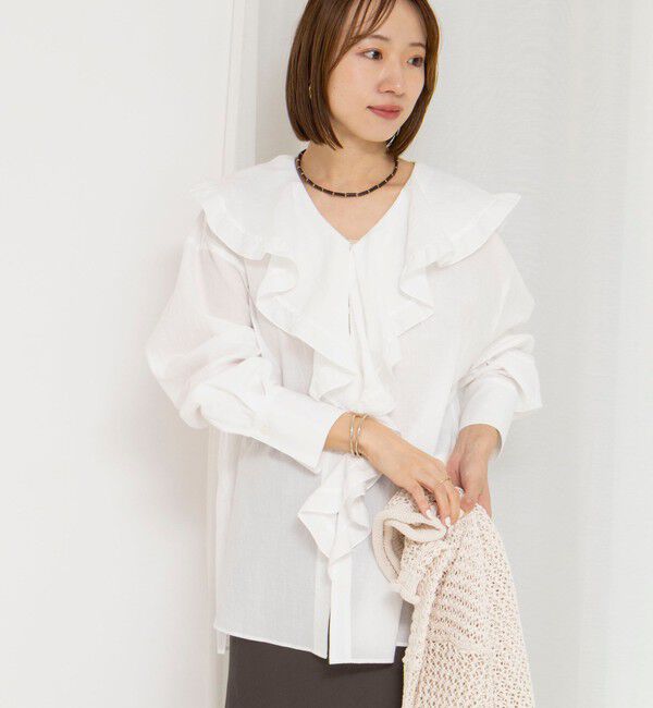 NOLLEY'S「ウォッシャブルラッフルカラーブラウス」|シャツ・ブラウス|