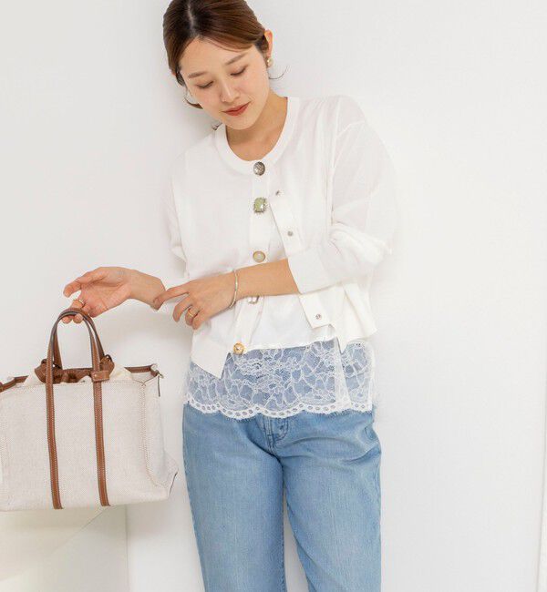 NOLLEY'S「《手洗い可能》ランダムビジューカーディガン」|カーディガン|