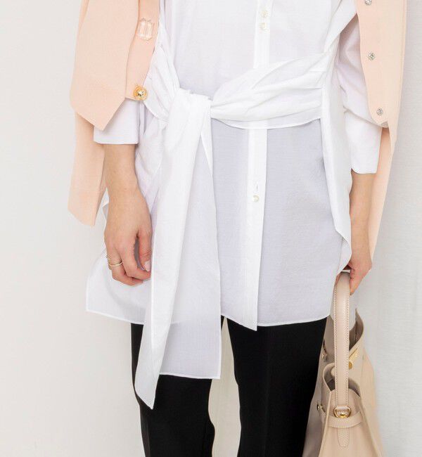 NOLLEY'S「ウォッシャブルウエストリボン2WAYロングシャツ」|シャツ・ブラウス|