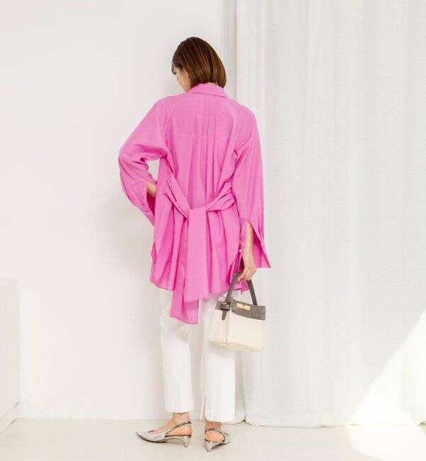 NOLLEY'S「ウォッシャブルウエストリボン2WAYロングシャツ」|シャツ・ブラウス|