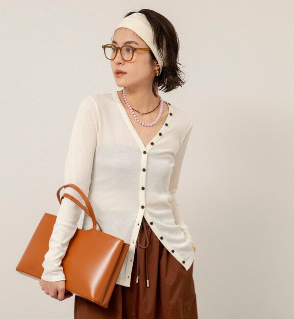 MAQWEL「【MAQWEL/マクウェル】ウォッシャブルリブカーディガン」|カーディガン|オフホワイト