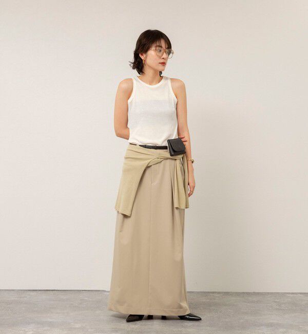 MAQWEL「【MAQWEL/マクウェル】ウォッシャブルレイヤードドレープロンＴ」|Tシャツ・カットソー|