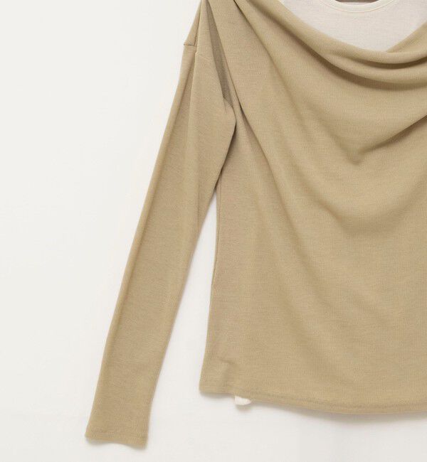 MAQWEL「【MAQWEL/マクウェル】ウォッシャブルレイヤードドレープロンＴ」|Tシャツ・カットソー|