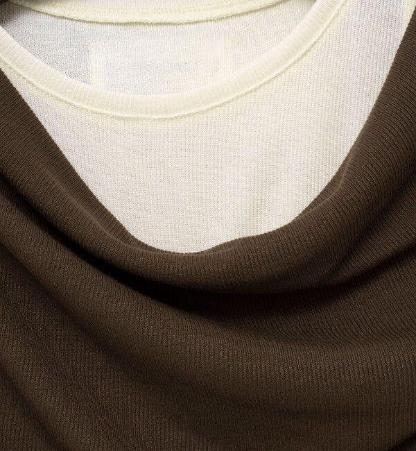 MAQWEL「【MAQWEL/マクウェル】ウォッシャブルレイヤードドレープロンＴ」|Tシャツ・カットソー|