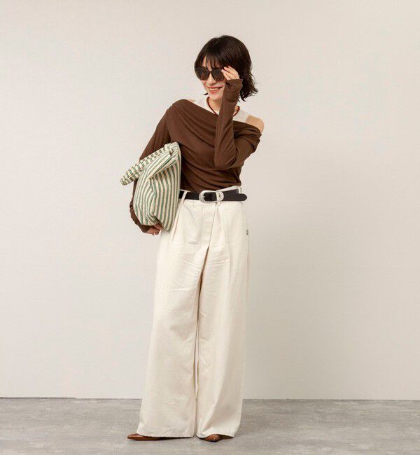 MAQWEL「【MAQWEL/マクウェル】ウォッシャブルレイヤードドレープロンＴ」|Tシャツ・カットソー|