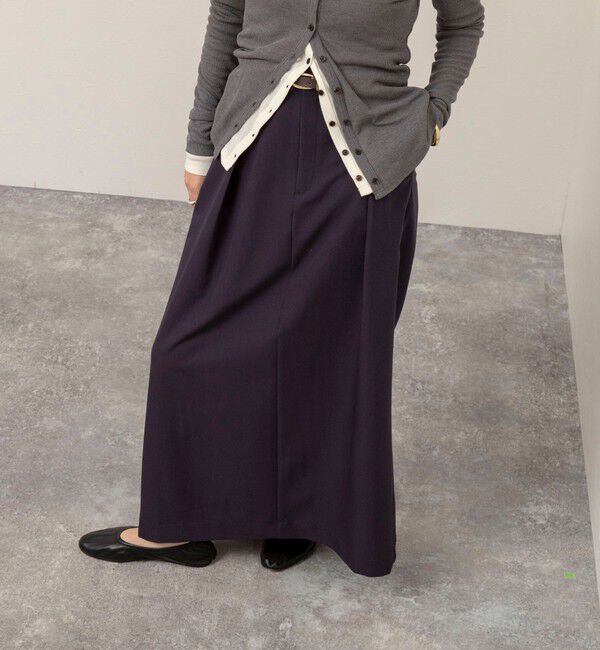 MAQWEL「【MAQWEL/マクウェル】タックロングスカート」|タイト|ネイビー