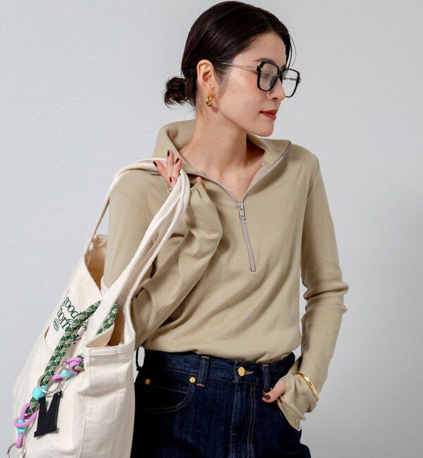 MAQWEL「【MAQWEL/マクウェル】COTTON RIBハーフジッププルオーバー」|Tシャツ・カットソー|