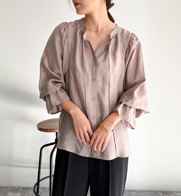 fredy emue「シャイニーシアー2WAYギャザーブラウス」|シャツ・ブラウス|