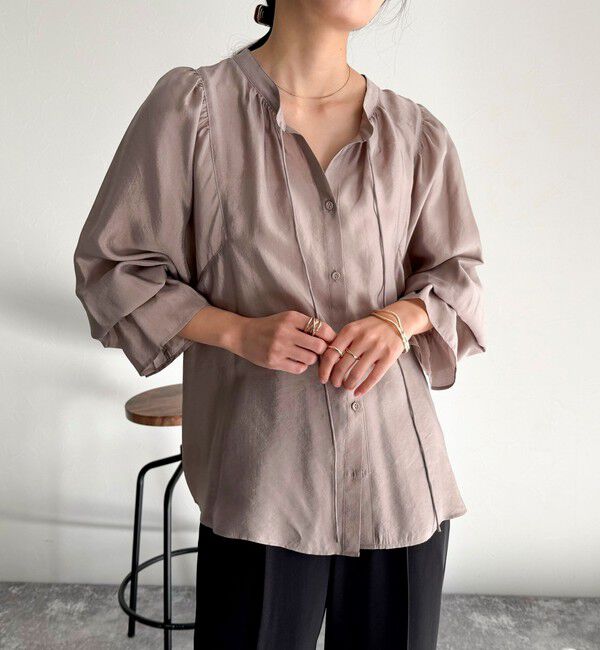 fredy emue「シャイニーシアー2WAYギャザーブラウス」|シャツ・ブラウス|